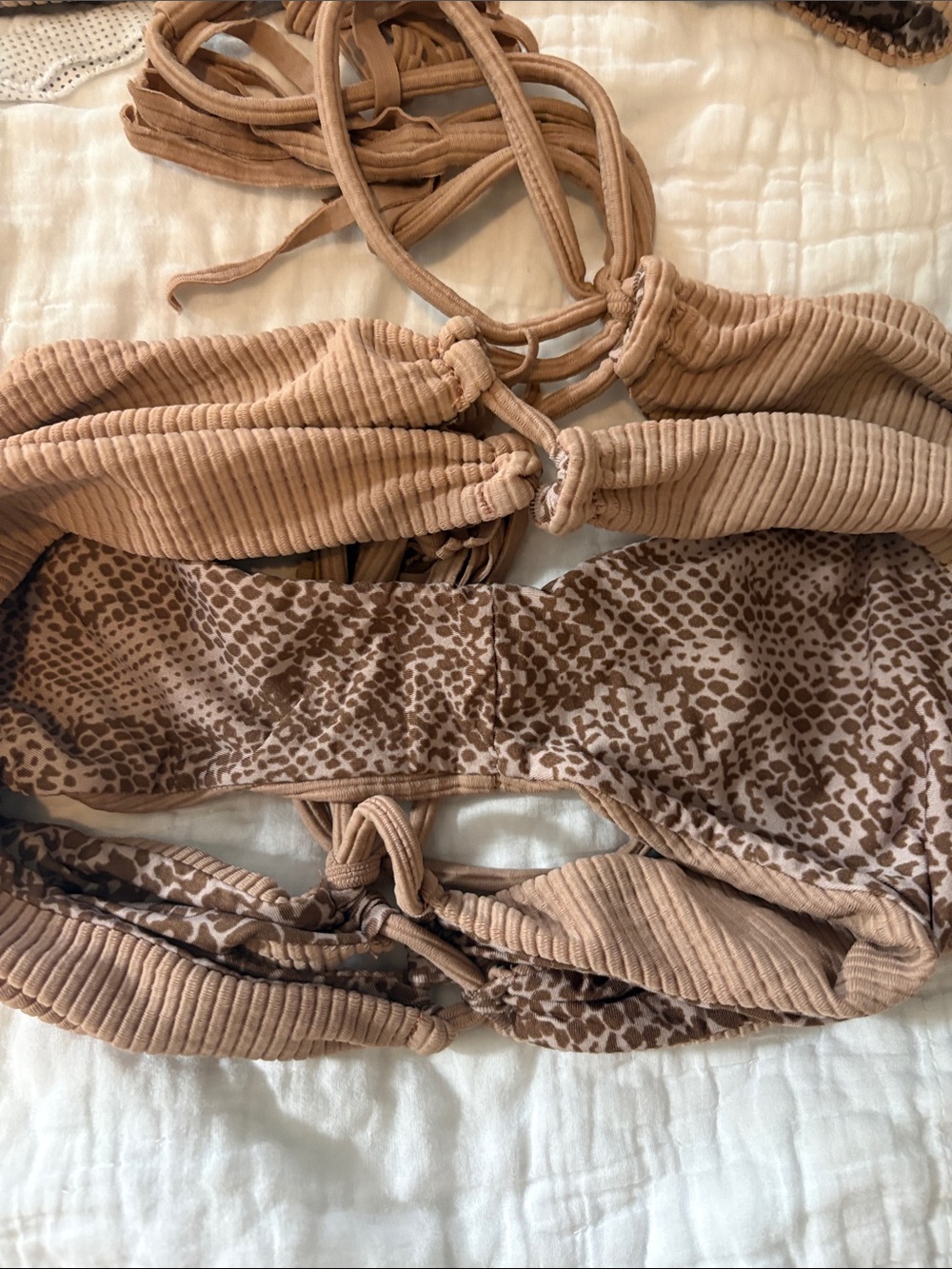 acacia swimwear Taupe Ribbed Tie-Side Bikini Set - Picture 5 of 5